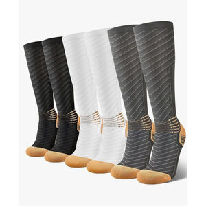 Copper Compression Socks Adult L Ankle Support V-Shape Gradient Mens 9.5-12 NEW